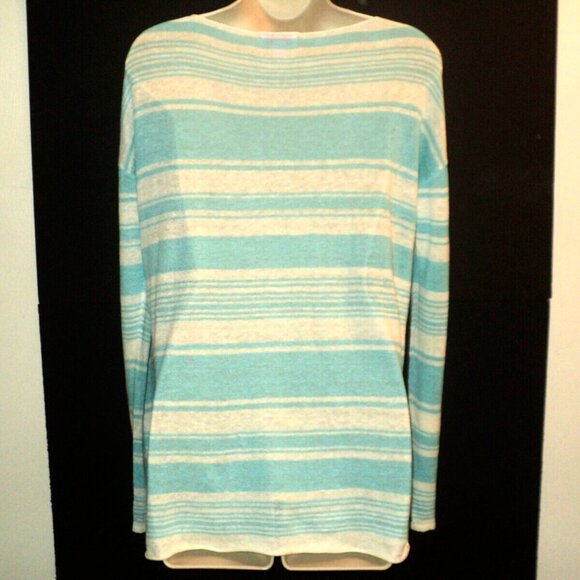 Lilly Pulitzer Women's Size S-M Lightweight Sweater Linen Alana Teal, White - Picture 4 of 7